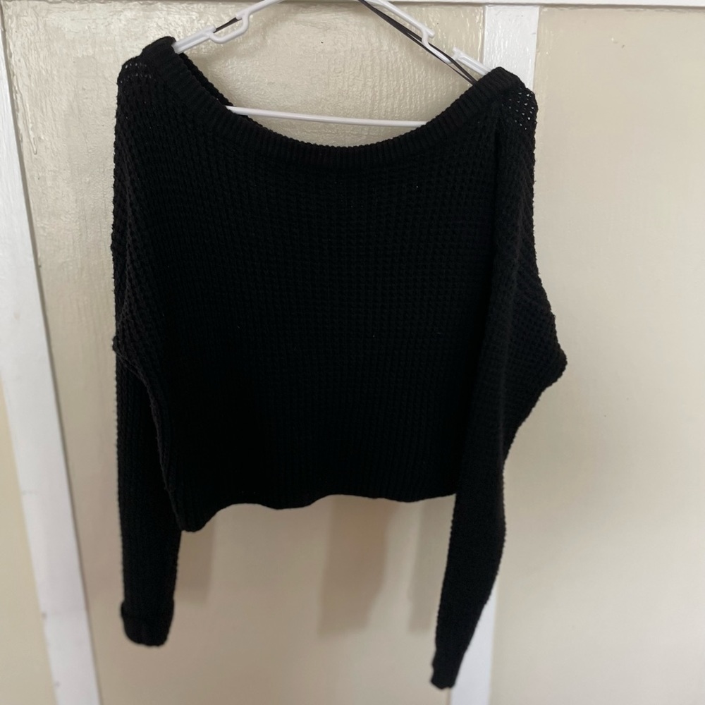 Black knit cropped sweater